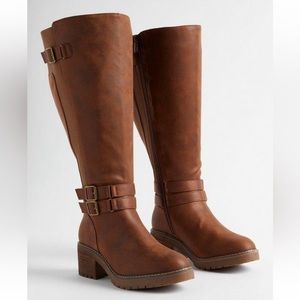 Torrid Lug Stacked Heel Buckle Knee Boot - 9.5 EXTRA WW